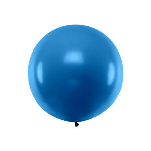 PartyDeco Guľatý latexový Jumbo balón 1m námornická modrá