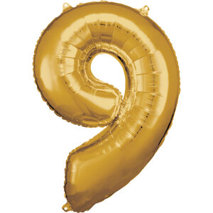 Amscan Balónik fóliový narodeninové číslo 9 zlatý 86cm