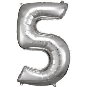 Amscan Balónik fóliový narodeninové číslo 5 strieborný 86cm