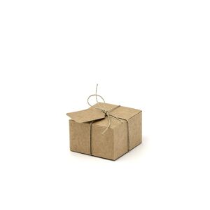 PartyDeco Krabičky na darčeky so štítkami - hnedé 10 ks