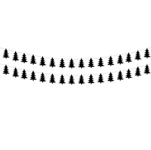 PartyDeco Girlanda Vianočné stromčeky - čierna