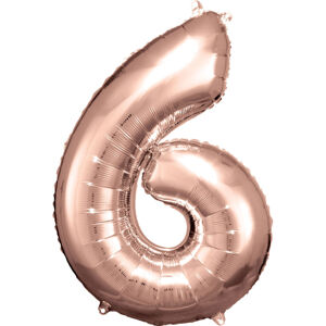 Amscan Balónik fóliový narodeninové číslo 6 ružovo-zlatý 86 cm