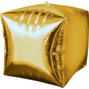 Amscan Fóliový balón Kocka - zlatý 38 x 38 cm