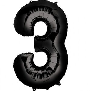 Amscan Balónik fóliový narodeninové číslo 3 čierny 86cm