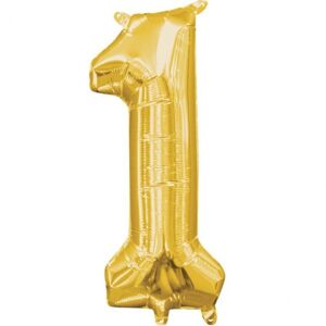 Amscan Mini fóliový balón číslo 1 zlatý 33 cm