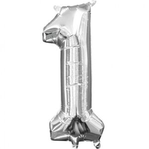 Amscan Mini fóliový balón číslo 1 strieborný 33 cm