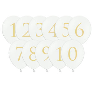 PartyDeco Biele Balóny na označenie stolov