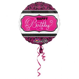 Amscan Fóliový balón Happy Birthday ružovo čierny 43 cm