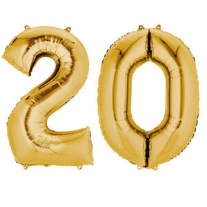 Amscan Fóliový balón v tvare čísla 20 zlatý