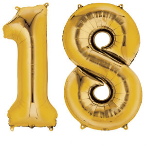 Amscan Fóliový balón v tvare čísla 18 zlatý