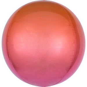 Amscan Ombré červeno-oranžový fóliový balón - guľa