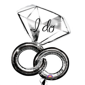 Amscan Fóliový balón v tvare svadobných prsteňov "I do"