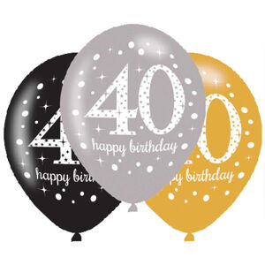 Amscan Latexové balóny narodeninové číslo 40 - 6 ks