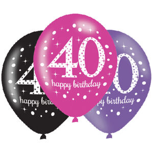 Amscan Latexové balóny narodeninové číslo 40 - ružová párty 6 ks