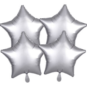 Amscan Fóliové balóny sada hviezdy satén - sivé 4 ks
