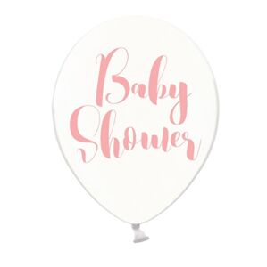 PartyDeco Balónik priesvitný Baby shower - ružový