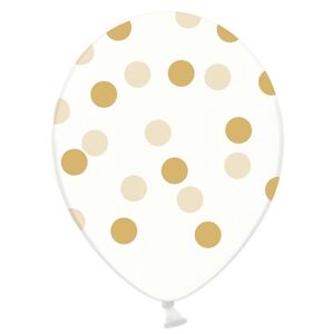 PartyDeco Priesvitný balónik so zlatými bodkami