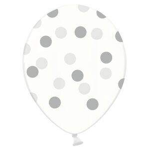 PartyDeco Priesvitný balónik so striebornými bodkami