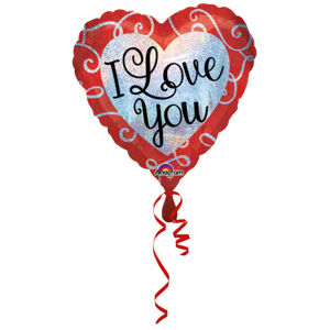 Amscan Fóliový balón ligotavé srdce I love you 43 cm