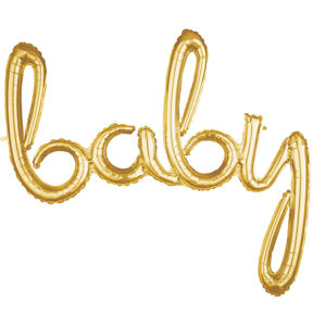 Amscan Fóliový balón písané písmo "baby" zlatý