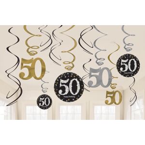 Amscan Dekorácia Víry 50. narodeniny - Trblietavá zlatá