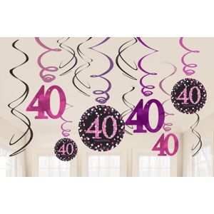 Amscan Dekorácia Víry 40. narodeniny - Trblietavá ružová