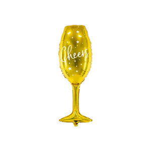 PartyDeco Fóliový balón - Pohár so šampanským (zlatý)