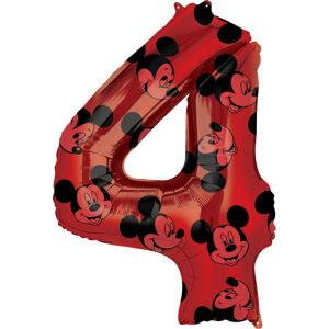 Amscan Balónik fóliový narodeninové číslo 4 - Mickey Mouse 66 cm