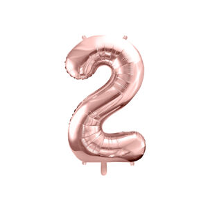 PartyDeco Fóliový balón narodeninové číslo 2 ružovo-zlatý