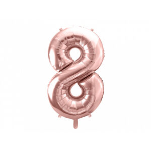 PartyDeco Fóliový balón narodeninové číslo 8 ružovo-zlatý