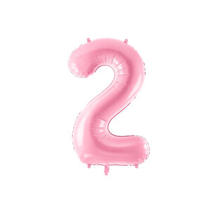 PartyDeco Fóliový balón narodeninové číslo 2 ružový 86cm