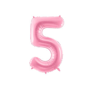 PartyDeco Fóliový balón narodeninové číslo 5 ružový 86cm