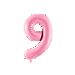 PartyDeco Fóliový balón narodeninové číslo 9 ružový 86cm
