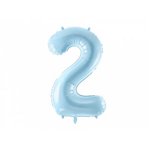 PartyDeco Fóliový balón narodeninové číslo 2 svetlomodrý
