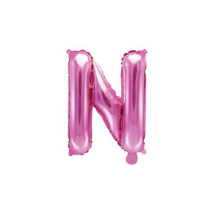 PartyDeco Fóliový balón Mini - Písmeno N 35 cm ružový
