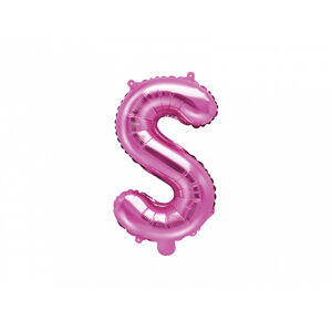 PartyDeco Fóliový balón Mini - Písmeno S 35 cm ružový