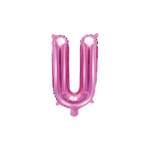 PartyDeco Fóliový balón Mini - Písmeno U 35 cm ružový