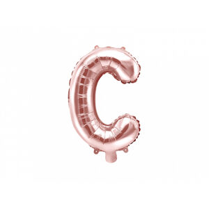 PartyDeco Fóliový balón Mini - Písmeno C 35 cm ružovo-zlatý