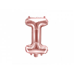 PartyDeco Fóliový balón Mini - Písmeno I 35 cm ružovo-zlatý
