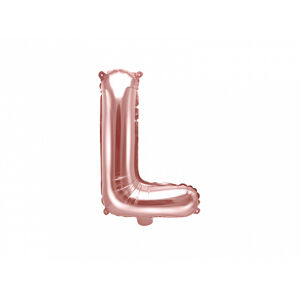 PartyDeco Fóliový balón Mini - Písmeno L 35 cm ružovo-zlatý