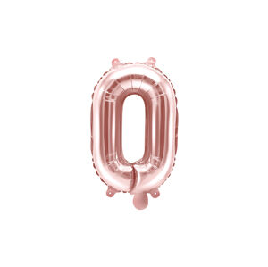 PartyDeco Fóliový balón Mini - Písmeno O 35 cm ružovo-zlatý