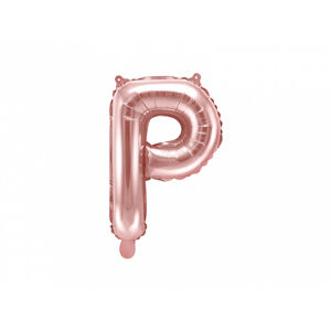 PartyDeco Fóliový balón Mini - Písmeno P 35 cm ružovo-zlatý