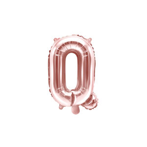 PartyDeco Fóliový balón Mini - Písmeno Q 35 cm ružovo-zlatý
