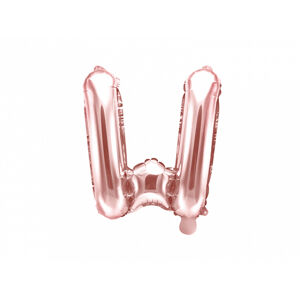 PartyDeco Fóliový balón Mini - Písmeno W 35 cm ružovo-zlatý