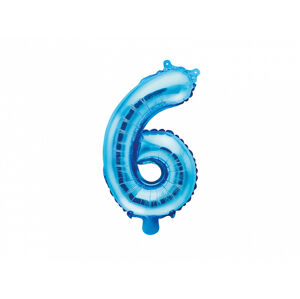 PartyDeco Fóliový balón Mini - Číslo 6 modrý 35cm