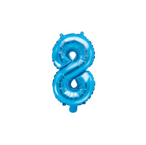 PartyDeco Fóliový balón Mini - Číslo 8 modrý 35cm