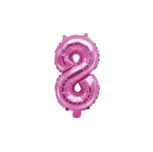 PartyDeco Fóliový balón Mini - Číslo 8 ružový 35cm