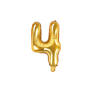 PartyDeco Fóliový balón Mini - Číslo 4 zlatý 35cm