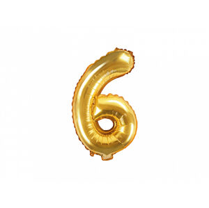 PartyDeco Fóliový balón Mini - Číslo 6 zlatý 35cm