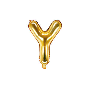 PartyDeco Fóliový balón Mini - Písmeno Y 35cm zlatý